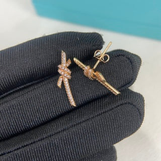 Tiffany fully diamond-set mini knot stud earrings
