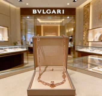 Bvlgari Rose Gold Geometric Link Necklace – Elegant Luxury Jewelry