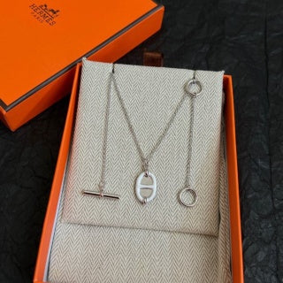 Hermès Mini Oval Enamel Pendant Necklace