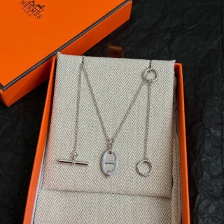 Hermès Mini Oval Enamel Pendant Necklace