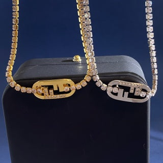 Fendi Celestine FF Pavé Link Necklace