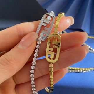 Fendi Celestine FF Pavé Link Necklace