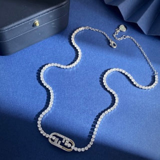 Fendi Celestine FF Pavé Link Necklace