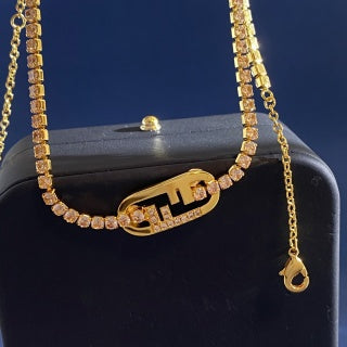Fendi Celestine FF Pavé Link Necklace