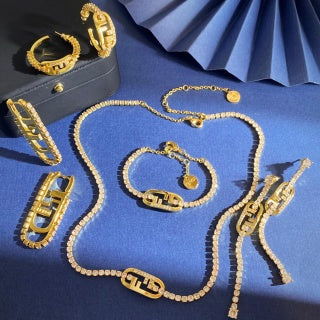 Fendi Celestine FF Pavé Link Necklace
