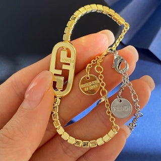 Fendi Valeria FF Crystal Link Bracelet