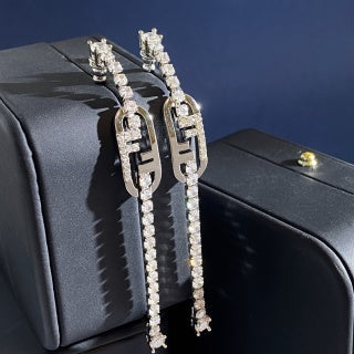 Fendi Lumiera FF Pavé Drop Earrings
