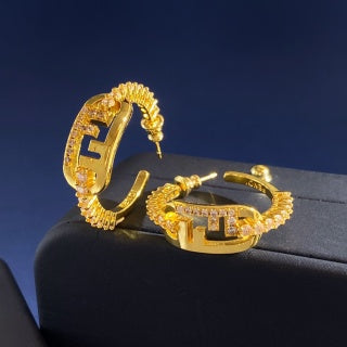 Fendi Celestia FF Pavé Hoop Earrings