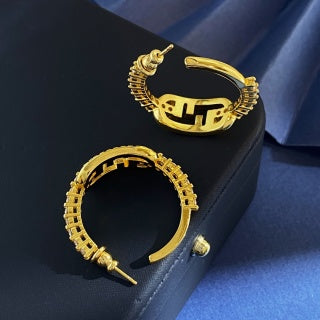 Fendi Celestia FF Pavé Hoop Earrings