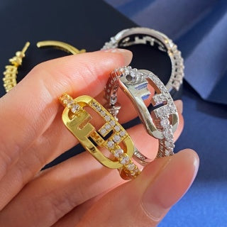Fendi Celestia FF Pavé Hoop Earrings