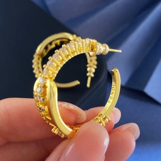 Fendi Celestia FF Pavé Hoop Earrings