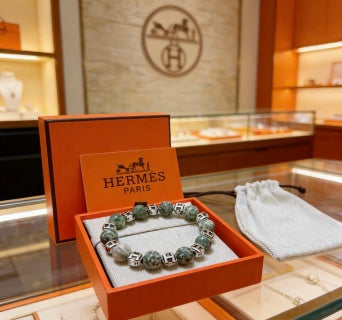 Hermès Aquarelle Gemstone H Bead Bracelet
