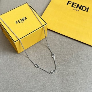 Fendi Silverline Logo Charm Chain Necklace