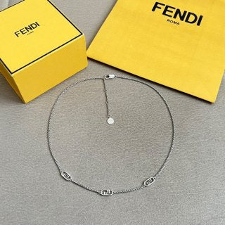 Fendi Alora FF Mini Charm Chain Necklace