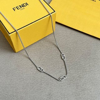 Fendi Alora FF Mini Charm Chain Necklace
