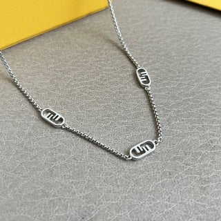 Fendi Alora FF Mini Charm Chain Necklace