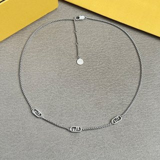 Fendi Alora FF Mini Charm Chain Necklace