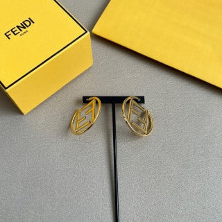 Fendi Orlina FF Circle Emblem Stud Earrings