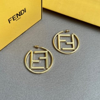 Fendi Orlina FF Circle Emblem Stud Earrings
