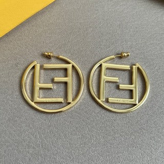 Fendi Orlina FF Circle Emblem Stud Earrings