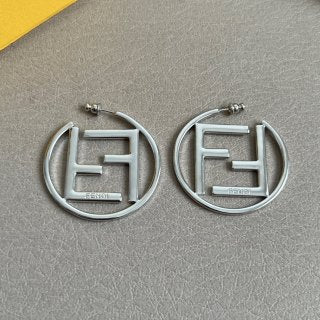 Fendi Orlina FF Circle Emblem Stud Earrings
