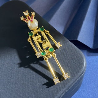 Fendi Bellini FF Royal Robot Brooch