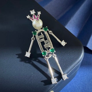 Fendi Bellini FF Royal Robot Brooch