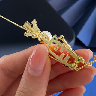 Fendi Bellini FF Royal Robot Brooch