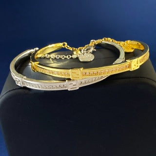 Fendi Arlina FF Crystal Line Cuff Bracelet