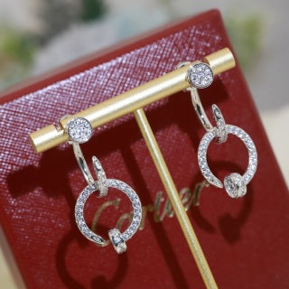 Cartier Love Entrelacé Pavé Hoop Stud Earrings