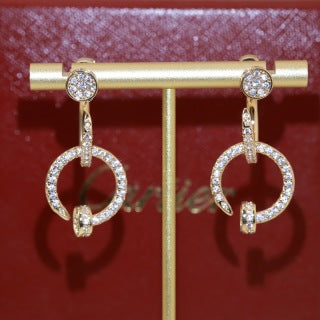 Cartier Love Entrelacé Pavé Hoop Stud Earrings