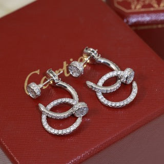 Cartier Love Entrelacé Pavé Hoop Stud Earrings