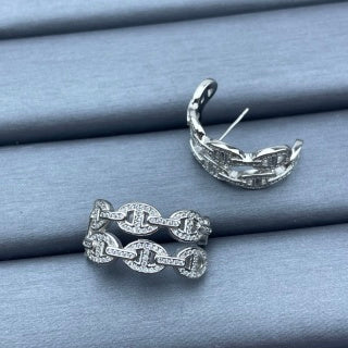 Hermès Chaine d’Ancre Pavé Hoop Earrings