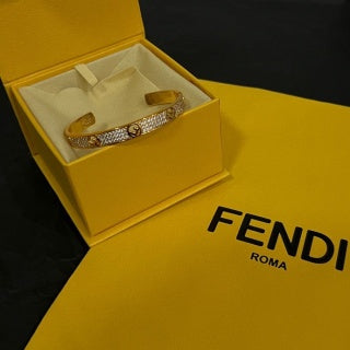 Fendi Celestia FF Pavé Open Cuff Bracelet