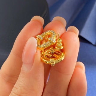 Fendi Celestia FF Pavé Circle Stud Earrings