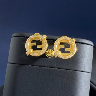 Fendi Celestia FF Pavé Circle Stud Earrings