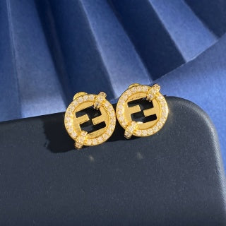 Fendi Celestia FF Pavé Circle Stud Earrings