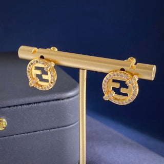 Fendi Celestia FF Pavé Circle Stud Earrings