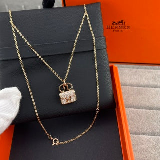 Hermès Kelly Lock Pavé Pendant Necklace