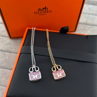 Hermès Kelly Mini Pavé Crystal Lock Necklace