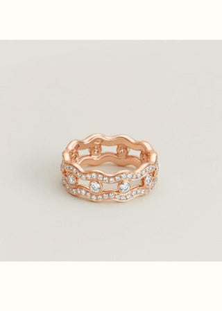 Hermès Éclat Pavé Wave Band Ring