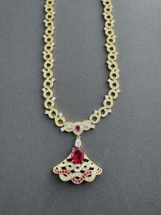 Bvlgari Ruby Fan Pendant Necklace – Elegant Luxury Fine Jewelry