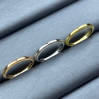 Tiffany narrow square-shaped ring with beaded edges, without diamonds