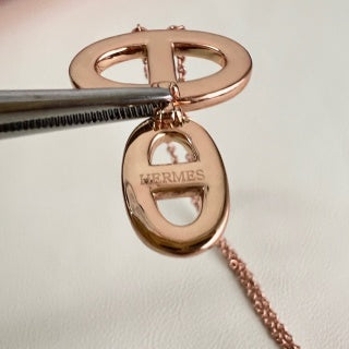 Hermès Chaine d’Ancre Double Oval Drop Pendant Necklace