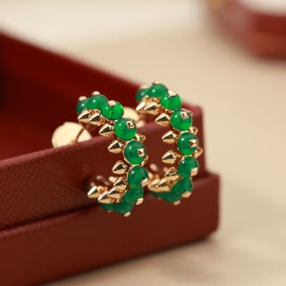 Cartier Panthère Verdant Pavé Hoop Stud Earrings