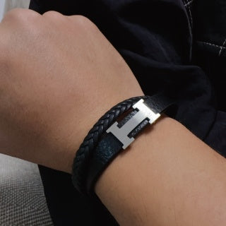 Hermès H Leather Braided Wrap Bracelet