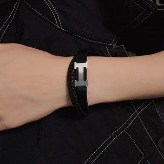 Hermès H Leather Braided Wrap Bracelet
