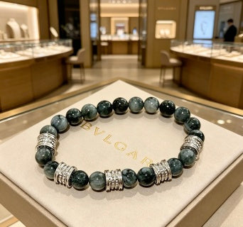 Bvlgari Black Beaded Silver Accent Bracelet – Elegant Luxury Jewelry