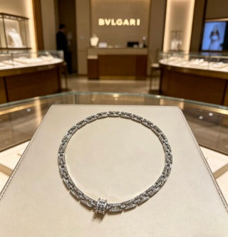 Bvlgari Silver Black Circle Pendant Chain Necklace – Elegant Luxury Jewelry