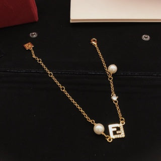 Fendi Valora Pearl FF Charm Necklace